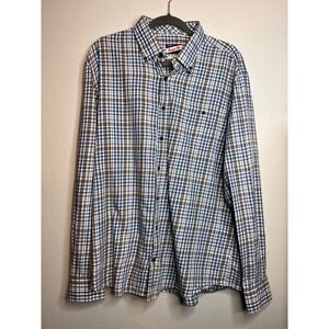 Johnnie-O Hangin Out Elmer Plaid Button Down Shirt Laguna Blue Mens Large